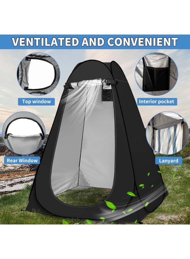 CityRiya-Long Camping Tent, Privacy Pop Up Shower Tent, 150 * 150 * 190cm Portable Changing Tents with Bag, Beach Dressing Room, Folding Toilet, Weatherproof Shelter, Outdoor Bathroom Tents for Camp (Black) - Image 3